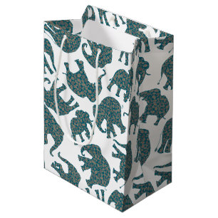 De Regalo Mediana Personalizado Ditzy Paisley Elephants en la bolsa