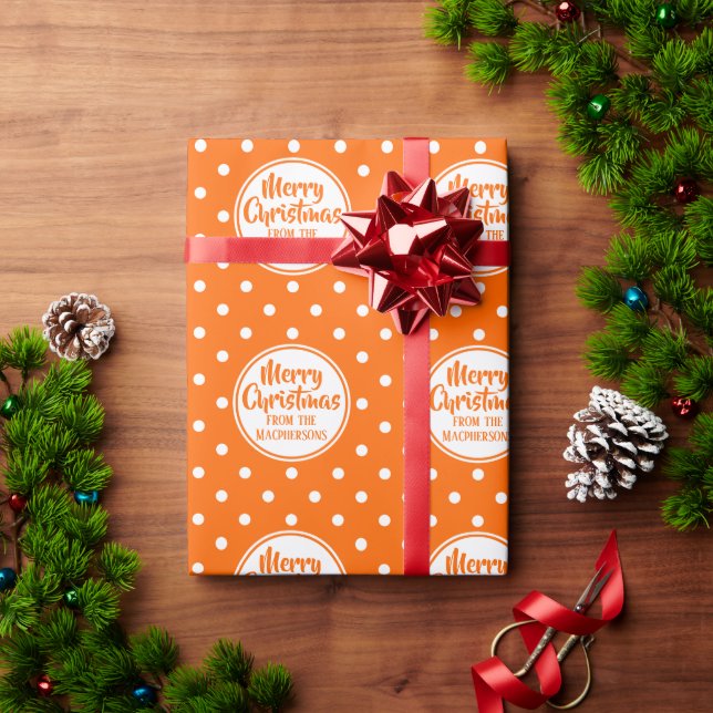 De Regalo Naranja Polka deja a Navidades envolviendo papel (Regalo de vacaciones)