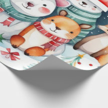 Navidades animales Papel envuelto Santa Claus