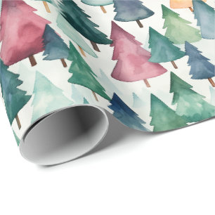 De Regalo Navidades Blancos Envuelven Papel Con Árboles Colo
