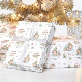 De Regalo Navidades envolver papel Baby Boy Nombre Oso Azul
