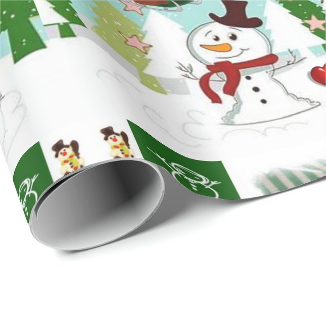 De Regalo Navidades envolviendo papel a Snowman Love (Esquina del rollo)