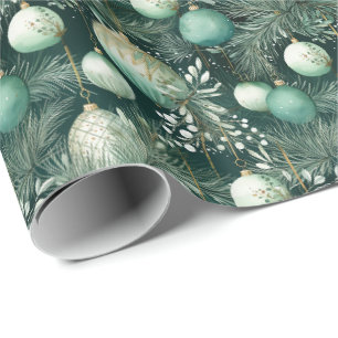 De Regalo Navidades Envolviendo Papel Con Ornamentos Verdes