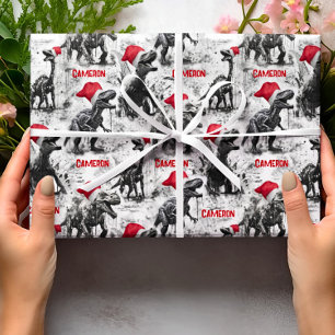 De Regalo Navidades envolviendo papel dinosaurio personaliza