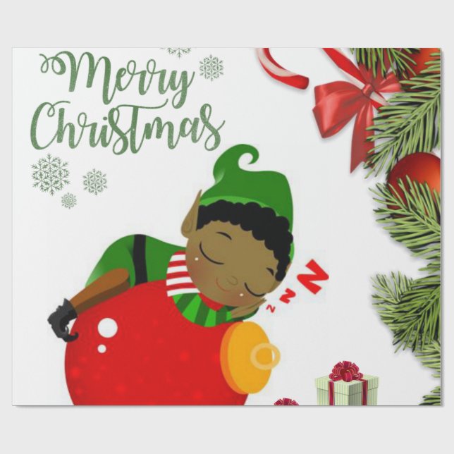 De Regalo Navidades envolviendo papel elfo africano (Superficie plana)