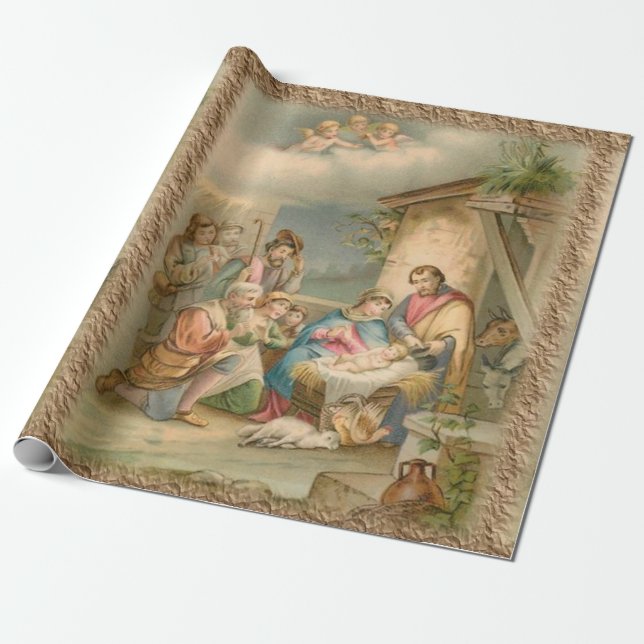 De Regalo Navidades envolviendo papel Jesús (Desenrollado)