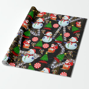 De Regalo Navidades envolviendo papel Santa Snowman