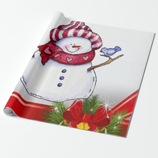 De Regalo Navidades envolviendo papel Snowman (Desenrollado)