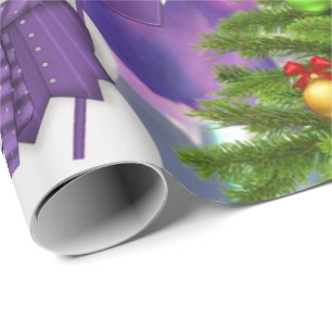 De Regalo Navidades envolviendo papel Snowman Purple