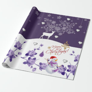 De Regalo Navidades envolviendo papel Snowman Purple