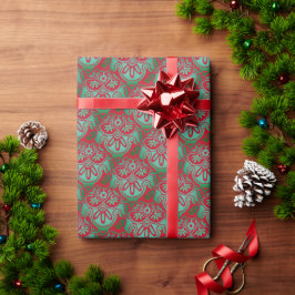 De Regalo Navidades Envuelto papel verde y rojo bohemio