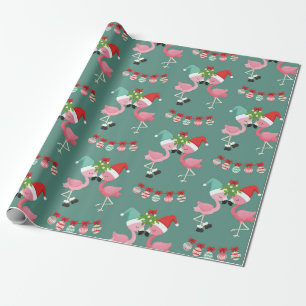 De Regalo Navidades Flamingo Rosado Envolviendo Papel