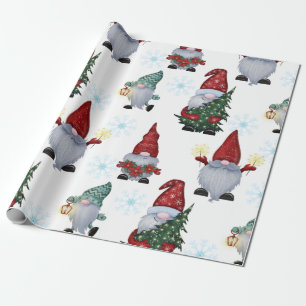 De Regalo Navidades Nieve a los gnomos envolviendo papel