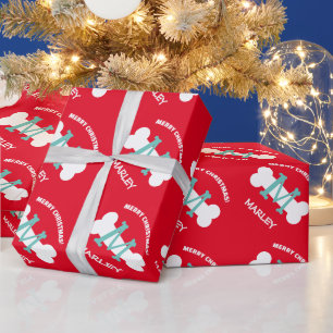 De Regalo Navidades rojos curados envolviendo papel para per