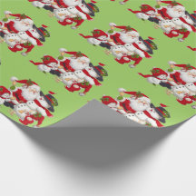 Navidades Santa Claus y amigos envuelven papel