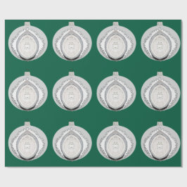 De Regalo Ornamento blanco sobre papel verde