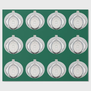 De Regalo Ornamento blanco sobre papel verde