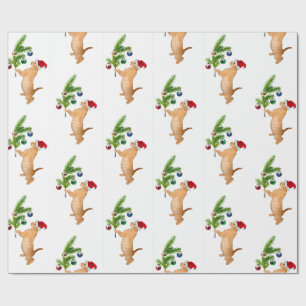 De Regalo Papel anaranjado del navidad del gatito