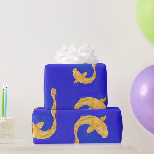 De Regalo Papel azul oscuro con koi naranja (Regalos de fiesta)