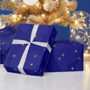 De Regalo Papel azul oscuro con puntos blancos y amarillos