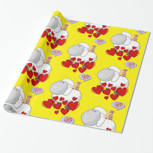 De Regalo Papel Brillante para Envolver, Corazones Amarillos