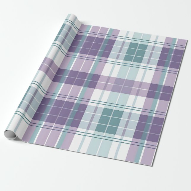 De Regalo Papel cuadriculado turquesa y púrpura pastel  (Desenrollado)