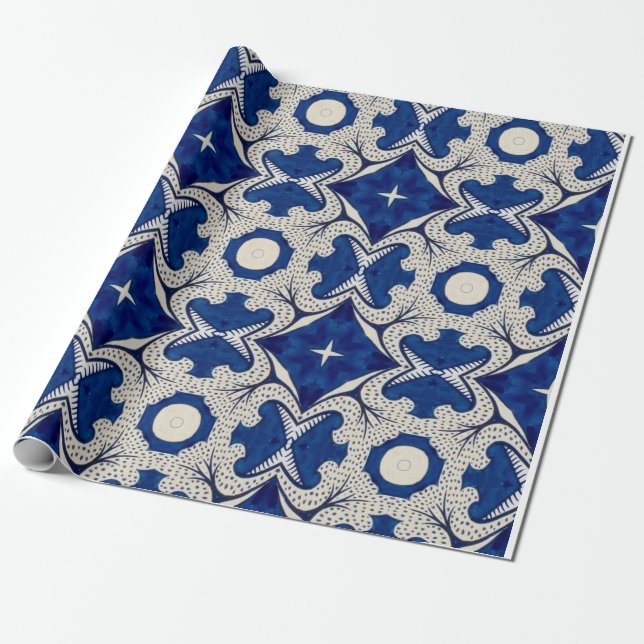 De Regalo Papel del patrón azul intenso (Desenrollado)