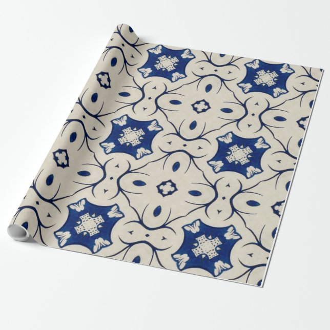 De Regalo Papel del patrón azul intenso (Desenrollado)