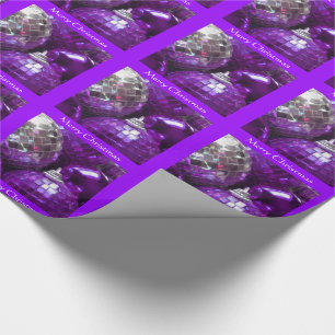 De Regalo Papel envoltorio Purple Baubles Feliz Navidad