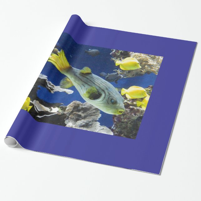 De Regalo papel envolvente, bajo el mar, pescado (Desenrollado)