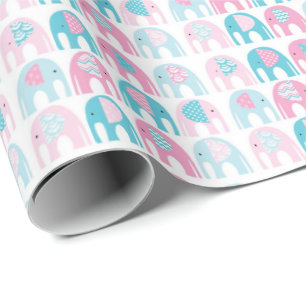 De Regalo Papel envuelto - Elefantes azules y rosados