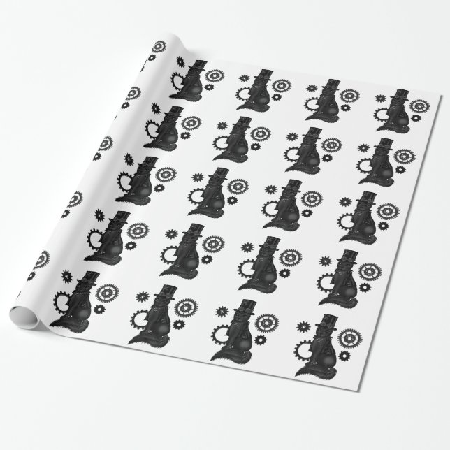 De Regalo papel envuelto gato del steampunk (Desenrollado)
