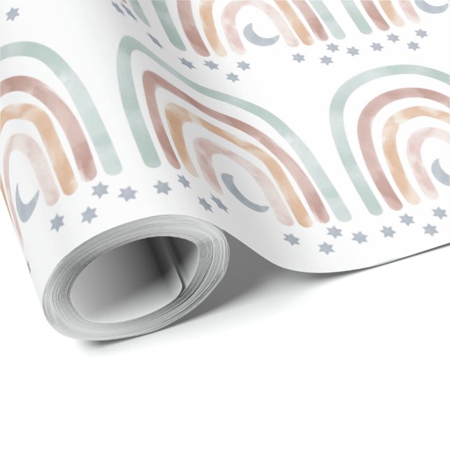 De Regalo Papel envuelto - Luna y estrellas Arcoiris (Esquina del rollo)