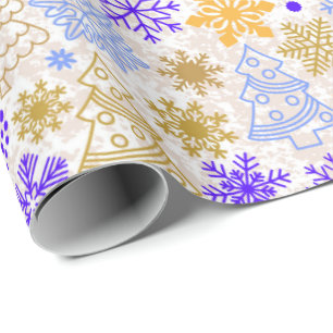 De Regalo Papel envuelto para Navidades Neon Purple y Gold