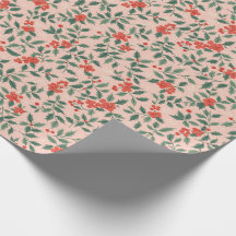 Papel envuelto para Navidades rosados y holly