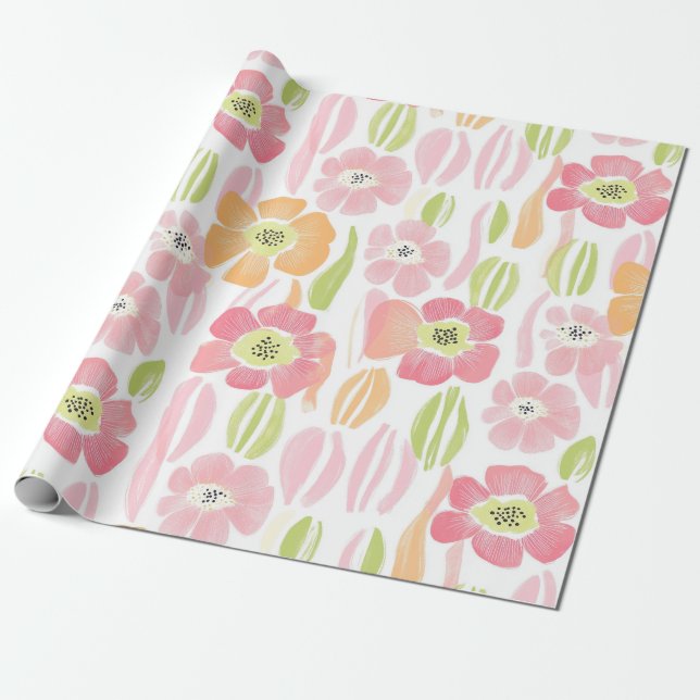 De Regalo Papel Floral Retro Pastel (1) (Desenrollado)