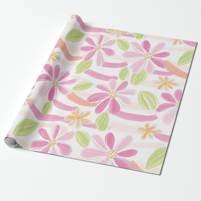 De Regalo Papel Floral Retro Pastel (2) (Desenrollado)