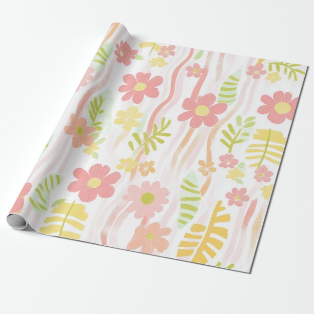 De Regalo Papel Floral Retro Pastel (3) (Desenrollado)