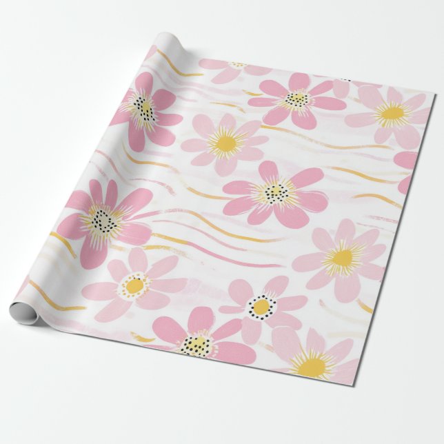 De Regalo Papel Floral Retro Pastel (4) (Desenrollado)