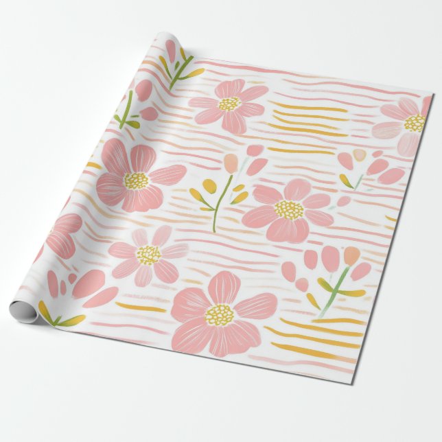 De Regalo Papel Floral Retro Pastel (6) (Desenrollado)