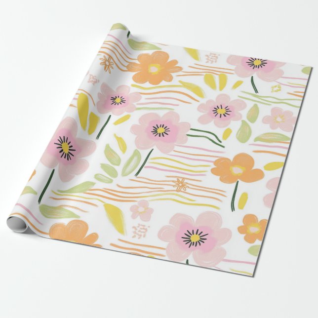 De Regalo Papel Floral Retro Pastel (7) (Desenrollado)