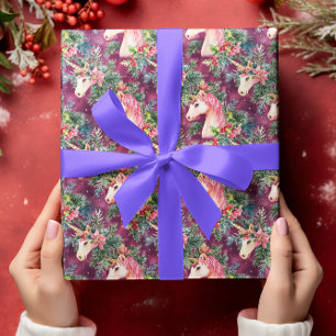 De Regalo Papel Floral Unicornio Navidad