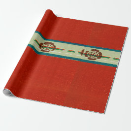 DE REGALO PAPEL JAPONÉS WOODBLOCK PATTERN RED WRAPPER