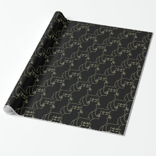 De Regalo Papel negro para envolver a gatos Navidades
