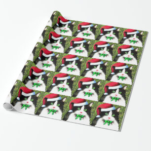 De Regalo Papel para envolver gatos en Tuxedo para Navidades