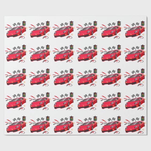 De Regalo Papel Personalizado para Fiesta "Beep Beep" Auto d (Superficie plana)