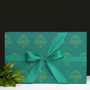 De Regalo Papel pintado damasco dorado y azul verde antiguo 