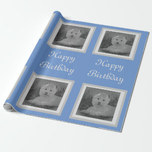 De Regalo Papel Westie Birthday Wrapping