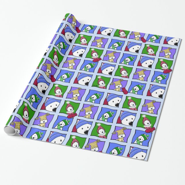 De Regalo Papel Westie Winter Whimsy (Desenrollado)