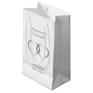 De Regalo Pequeña Boda Pequeño Gift Bolsa Corazones Plateados